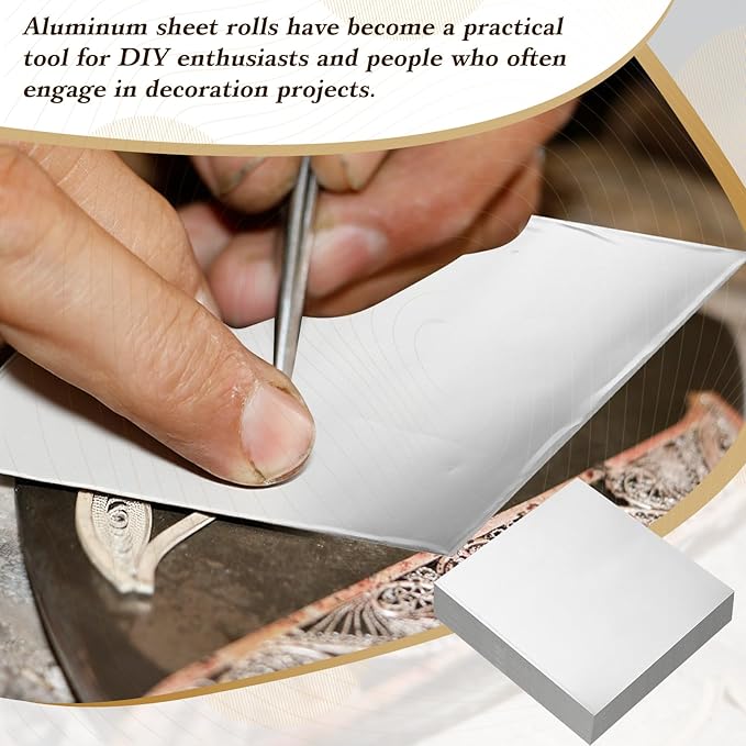 Yaocom 50 Packs Aluminum Metal Crafts DIY Foil 6 Inch x 6 Inch x 0.07 mm Thick for Art Project Aluminum Flashing Roll Wide Sheet Multipurpose Metal Sheets(Silver)