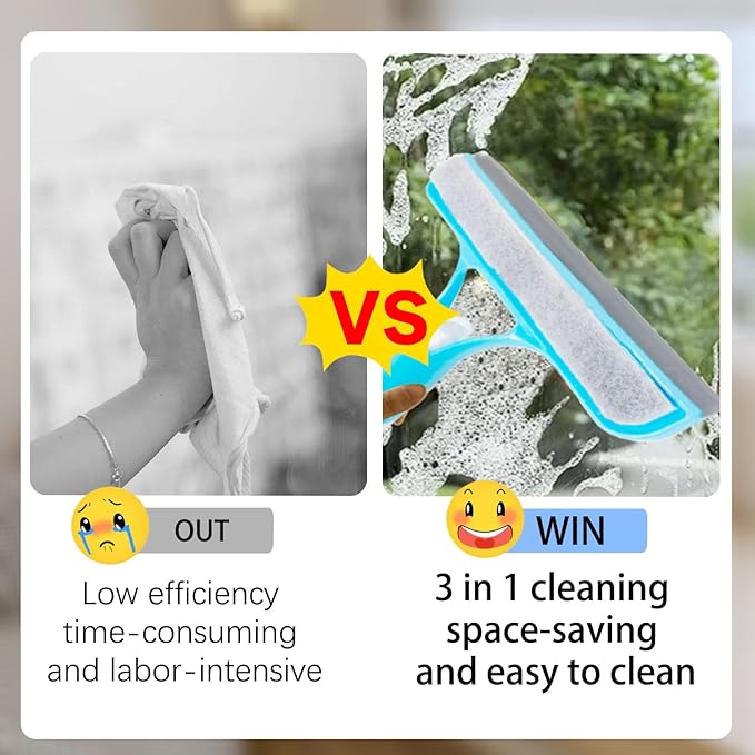3 in 1 Spray Squeegee, 3 in 1 Window Cleaning Scraper, Window Squeegee with Sprayer for Glass, Flooring and Tiles, etc. (Blue)