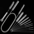Pipe Cleaner Brush - Flexible Stainless Steel Plus Handle Brushes 12-Piece Set Long Straw Cleaning Brushes and Soft Sewer Brushes Cleaning Equipment cpap Hose Brush