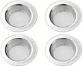 4 Pack Kitchen Sink Strainer. Outer Diameter 4.35 inch, Inner Filter Diameter 2.8 inch, 1 inch Depth. Stainless Steel Sink Drain Basket. Double-Layer Edge Safe Design, Sink Food Catcher