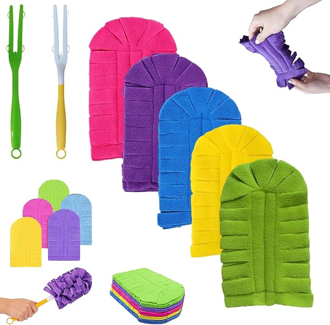 360° Electrostatic Duster Refills, Reusable & Washable Pads for Hand Duster, Sustainable Dust Removal Kit for Home, Office & Car – Dry & Wet Use, High-Adsorption Microfiber (2 Handle + 5 Refills)