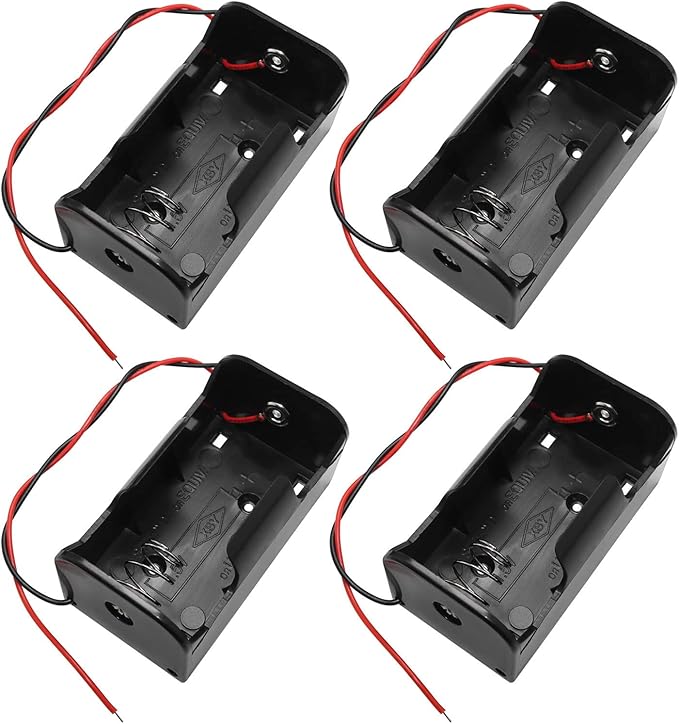 D Cell Battery Holder 4PCS 1.5V D Cell Battery Case Container with Wire Leads, D Size Battery Box