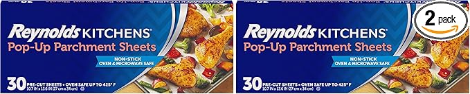 Reynolds Kitchens Pop-Up Parchment Paper Sheets, 10 x 13 Inches, 30 Count (Pack of 2)