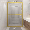 Shower Door 44-48" W * 72" H, Brushed Gold Double Sliding Shower Door with 1/4"(6mm) Tempered Glass, Shower Glass Door Easy to Clean