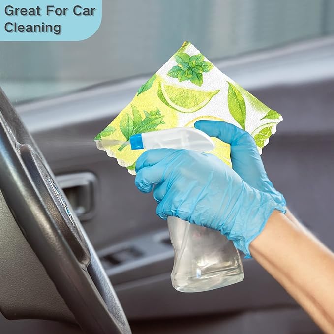 ALAZA Dish Towels - Super Absorbent Kitchen Cloths, Set of 6, 11"x11" Lemon White Soft Towels, Lint Free Bar Tea Kitchen Accessories