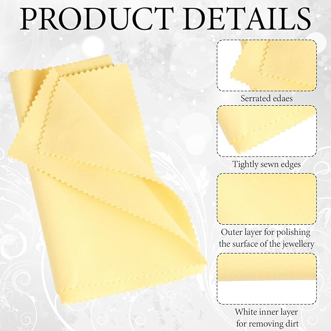 12 Pcs Polishing Cloths Jewelry Cleaner with Tube 7 x 6 Inch Jewelry Cleaning Cloth for Silver, Gold, Brass, Silverware, Coin, Ring, Watch and More, Individually Wrapped
