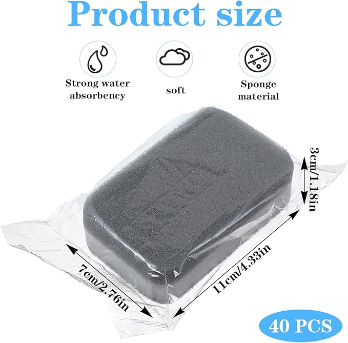 40 Pcs Kitchen Dishwashing Sponge Individually Wrapped Sponges, Bulk Non Scratch Scouring Pad Odor-Free Dish Sponges for Washing Dishes Wipes for Household Cleaning Dishes Travel Apartments, Grey