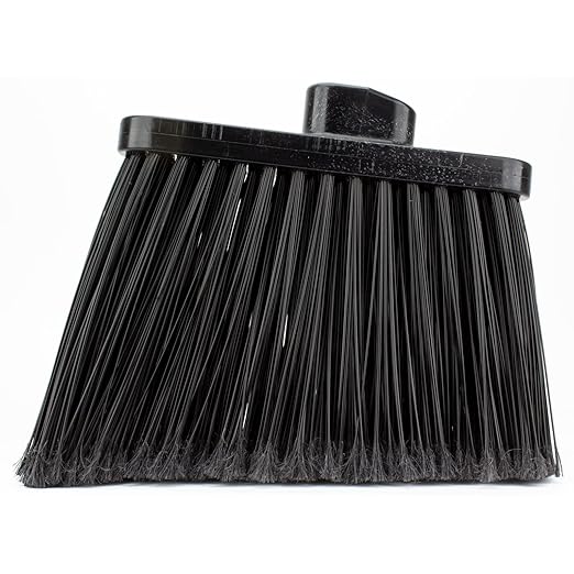 SPARTA Plastic Broom Head, Angled, Flagged for Small Debris Indoor, Outdoor, Home, Restaurant, Lobby, Office, 12 Inches, Black, (Pack of 12)