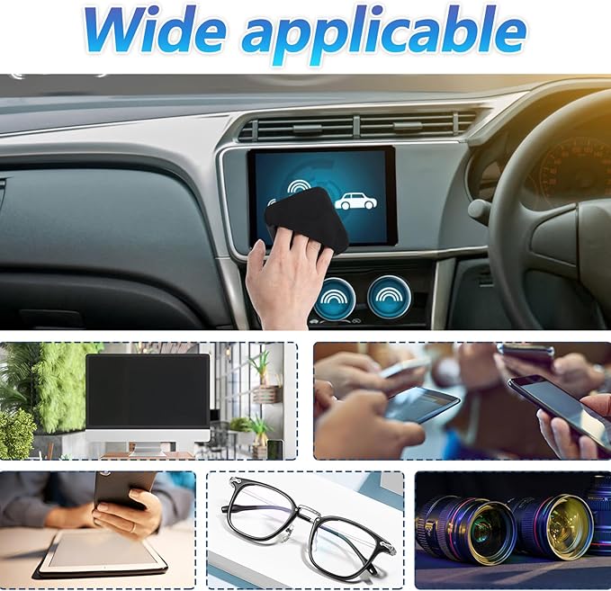 2Pcs Car Touch Screen Cleaner Cloth,Square Triangle Microfiber Car Screens Cleaners,Black Auto Screen Cleaning Pad Cars Interior Cleaner Wipes for Vehicle Dashboard LCD Display