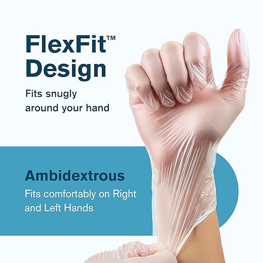 Ridex Disposable Gloves Latex-Free Clear Vinyl Gloves [100-Count] Powder-Free All-Purpose Gloves, Dispenser Box Gloves 100 Pieces - Size Small Glove Medical