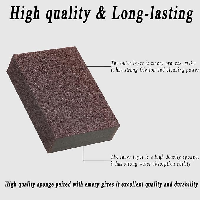 Baitiane 8 Pack Carborundum Nano Emery Sponge, Sanding Sponge Block, Rust Remover Tool, Household Cleaning Tools, Kitchen Cleaning Sponge, Grit 90