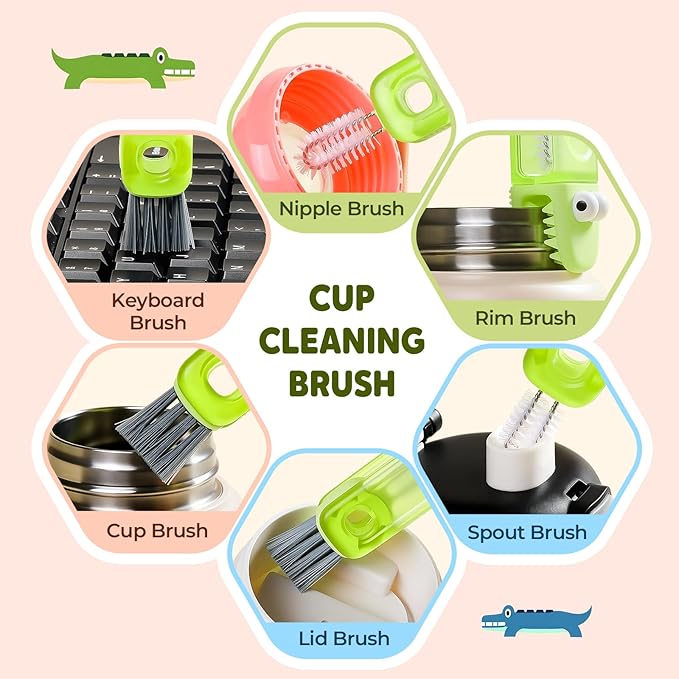 3 in 1 Cup Lid Gap Cleaning Brush Set,Silicone Cup Lid Gap Cleaner, Multifunctional Bottle Cleaning Brush,Home Kitchen Crevice Brush Tools (3 Pack)