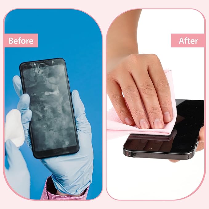 10 Pcs Microfibre Glasses Cleaning Cloths, Soft Glasses Cleaner Cloth Lens Cleaning Cloth Reusable Eyeglasses Cleaning Tool for Camera Lens Cell Phone Screens Cleaner Accessories(Pink)