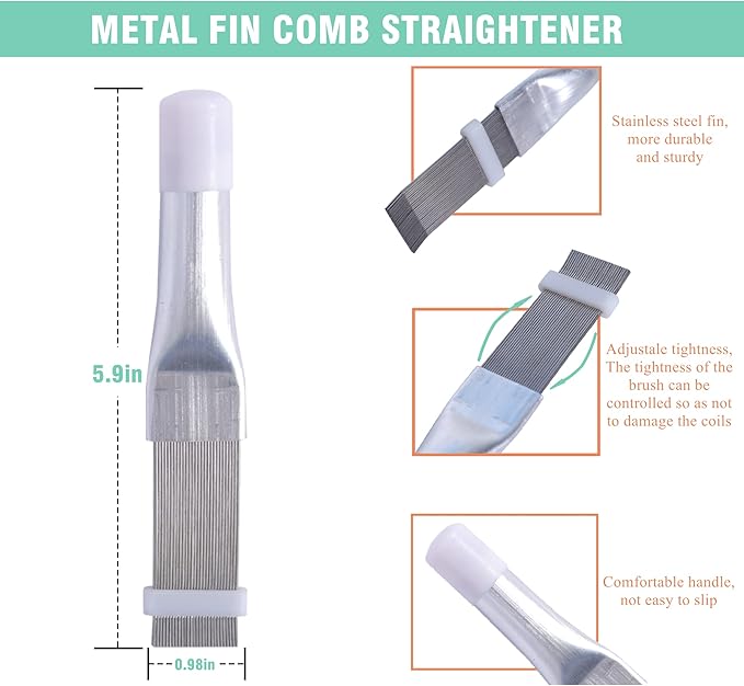 2Pcs Air Conditioner Fin Comb Cleaner kit AC Coil Cleaning Brush Condenser Fin Straightener AC Evaporator Comb Radiator Repair Clean Tool