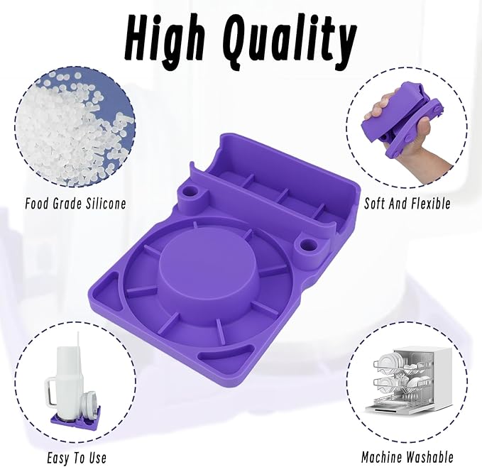 Bottle Drying Rack for Stanley Cup, Food Grade Silicone Holder Stand for Water Bottle, Tumblers, Cups, Mugs, Glasses(Purple)