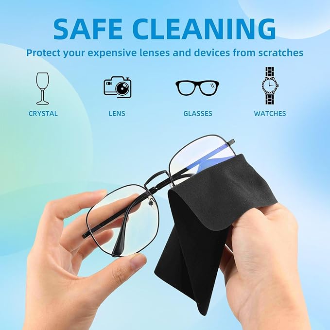 15 Pcs Glasses Cleaning Cloth Cleaner Wipes for Sunglasses, Cell Phone, Laptop, Jewelry, Cameras and LCD TV Screens (5 Colors)