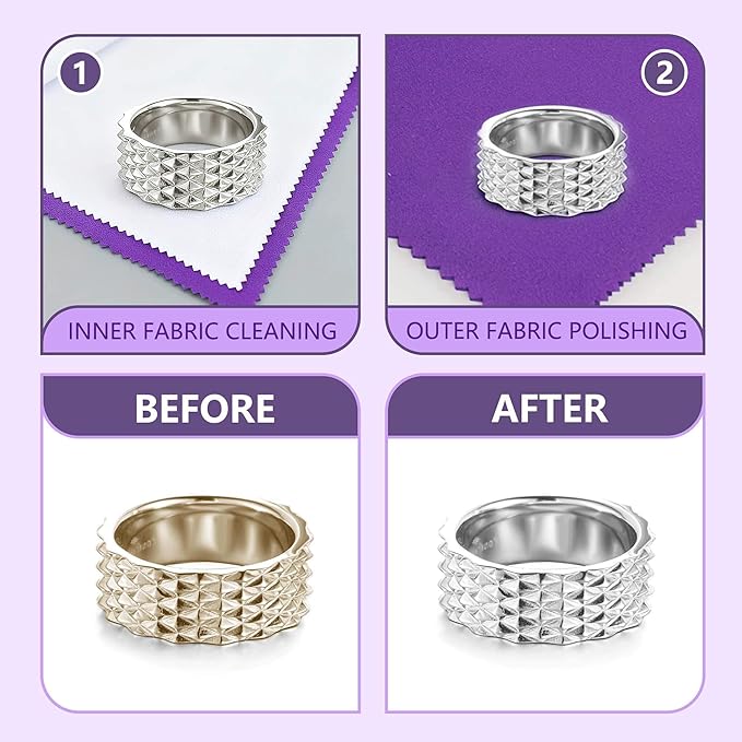 3PCS Silver polishing Cloths, 10 x 12.5 inches Four-Layer Double-Sided Jewelry Cleaning Cloth，Large polishing Cloth for Gold, Silver, Diamond, Platinum, Jewelry (2 PCS Purple and 1 PCS Gray)