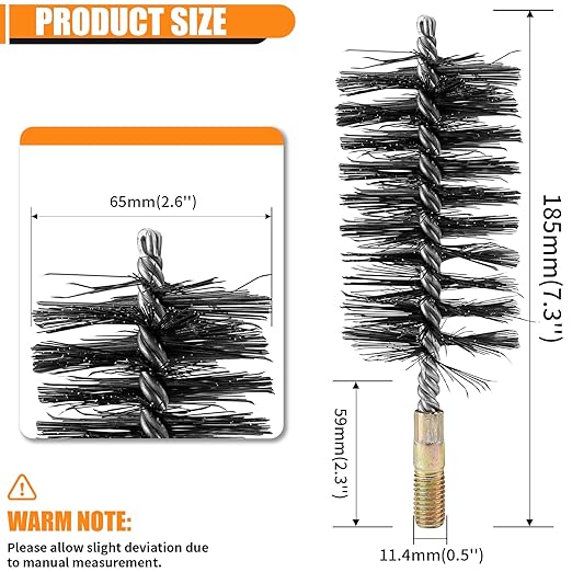 1Pc 2.5" Dia Stainless Steel Cylinder Bores Wire Round Tube Cleaning Brush 65mm