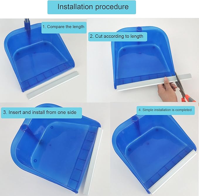 2 Pack Dustpan Edge Strip Replacement Dust Pan Edger Lip Strips Parts for Dust Pans with Long Handle Broom and Dustpan Set Combo Upright Stand Up Dustpans