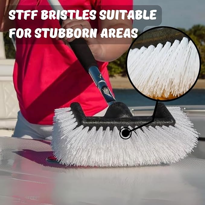Big Bird Brush (Stiff) White Boat Deck Scrub Brush for Cleaning and Washing - Boat Cleaner & Car Cleaner - Snap-On Attachment Only