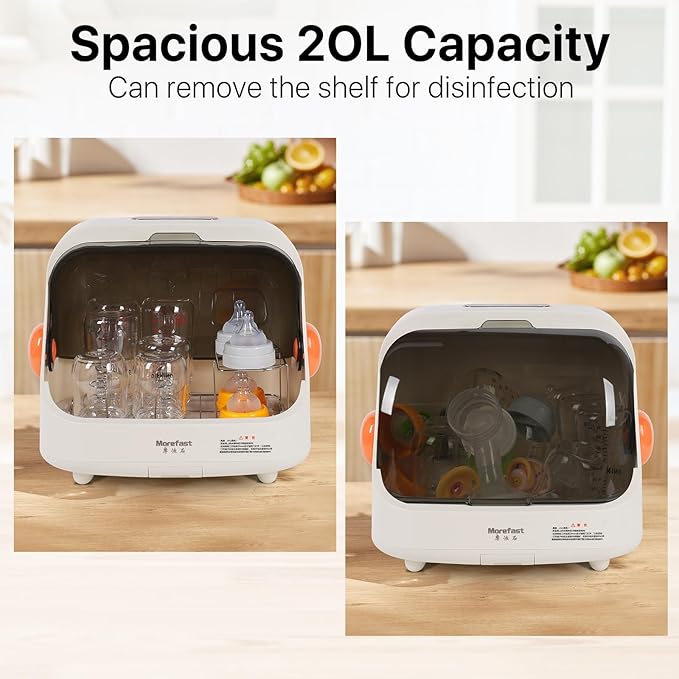 Transparent Baby Bottle Drying Rack with Double Lid and Removable Drain Tray Dust-Proof Storage Box