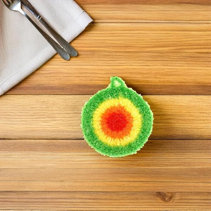Garneck 5Pcs Dishwashing Towels Set Reusable Polyester Kitchen Cleaning Cloths Soft Round Dish Sponges Cleaning Scrubber with Hanging Loop for Dishes