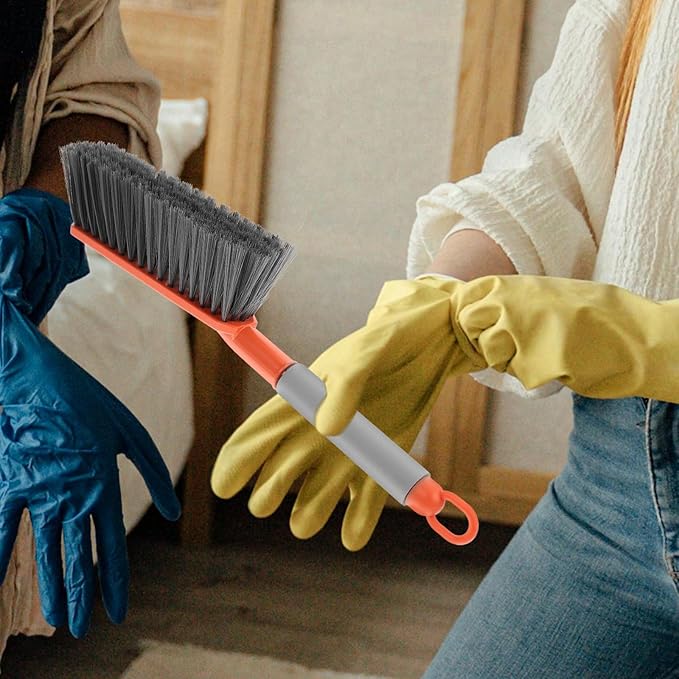 3pcs Soft Bristle Hand Brooms with Long Handles, Household Cleaning Brushes for Carpet, Sofa, and Dust Removal, Multi-Tone Set for Indoor Sweeping and Furniture Care