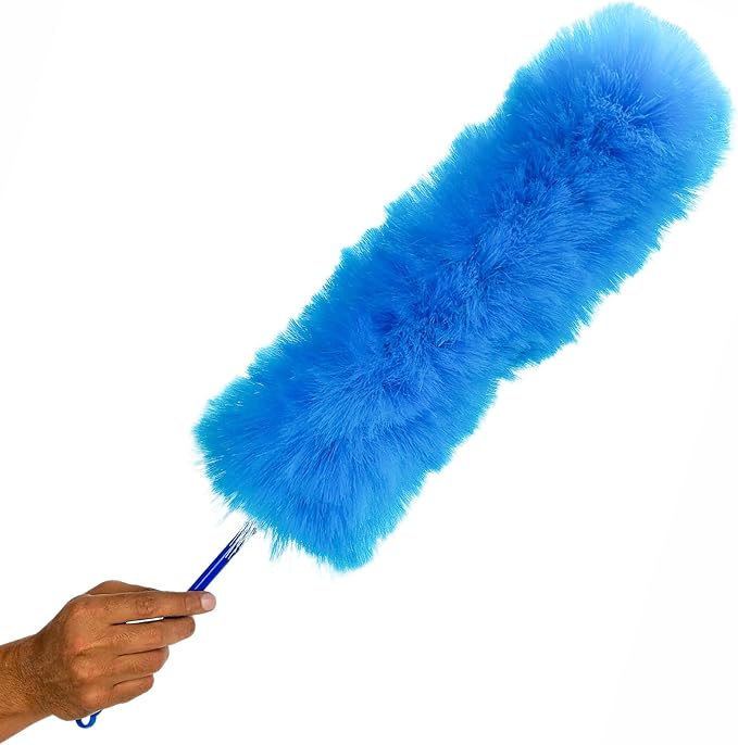 Kitchen + Home Large Static Duster - 27" Inch Electrostatic Feather Duster attracts dust Like a Magnet! - Sapphire