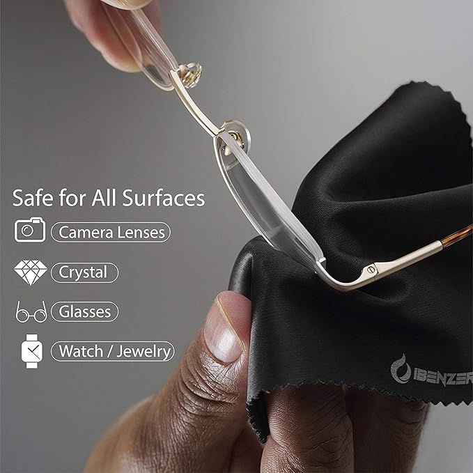 IBENZER Microfiber Cleaning Cloths for Electronics – Micro Fiber Camera Lens Cleaning Cloth, Glasses, Screens, Eyeglasses, iPad, iPhone, Cell Phone, LCD TV Screens and More, MF01S-6P-A