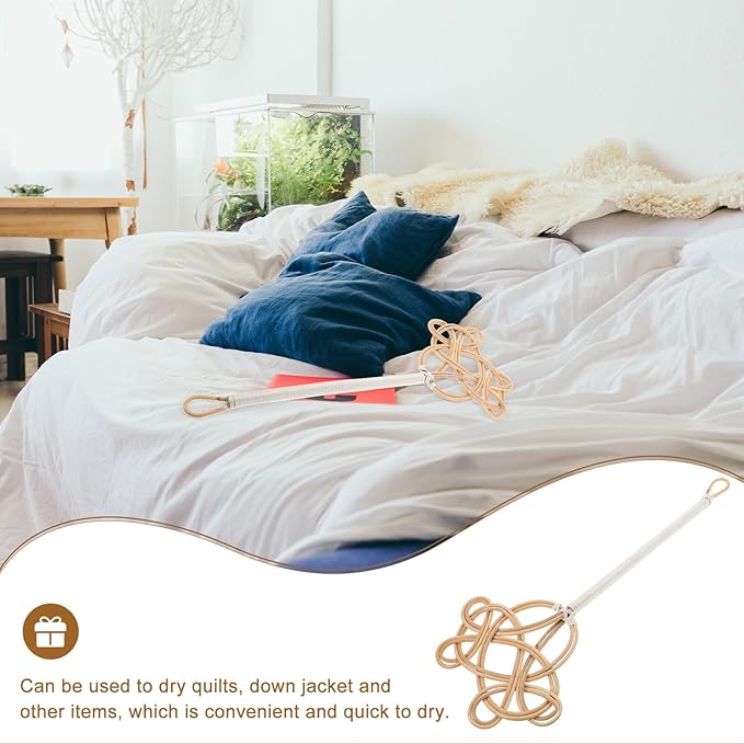 PRETYZOOM Rattan Long Handle Bed Duster Quilt Dust Cleaner Dusting Brush for Home Use Mattress Cleaning Tool Sturdy Woven Dust Removal Tool for Ceiling Fans and Carpets