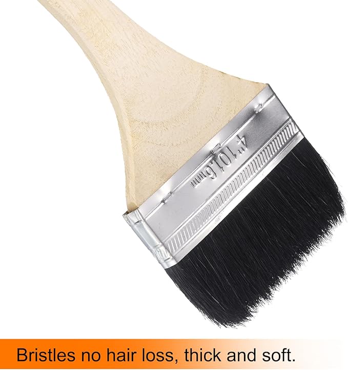 uxcell 2pcs Bent Radiator Paint Brush 4" Width Curved Wall Paint Soft Bristle Brushes with Long Wood Handle for Painting DIY Wall Treatment