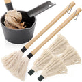 Cast Iron Sauce Pot and BBQ Mop Brush Set for Grilling, 7 Pcs Barbecue Accessories Include Basting Melting Saucepan, Wooden Sauce Mop with 4 Replacements for Meat Smoker, Grill, Stove