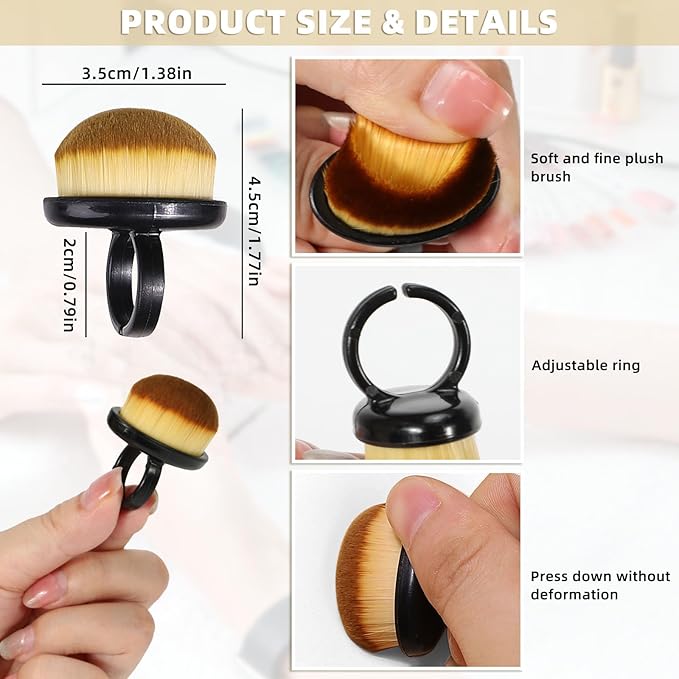 4Packs Nail Dust Cleaning Brush Ring,Soft Brushes for Clean Up Fingernails and Toenails Small Portable Nail Scrubber Brush Nail Duster Tools for Manicure and Pedicure (black and white)