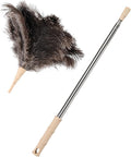 Ostrich Feather Duster 27-94Inch Retractable Fluffy Natural Detachable Ostrich Feather Duster Used for Household Cleaning and High-Altitude Cleaning (1PCS)
