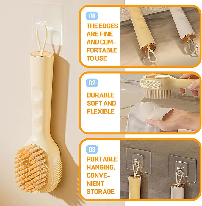 Soap Dispenser Scrub Shoe Brushes for Cleaning, Multi-Function Liquid Adding Soft Fur Cleaning Brush for Stains, Shoe Scrubber Brush,2 Pack