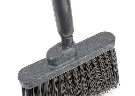 SPARTA 41083EC03 Plastic Color Coded Broom, Unflagged Bristles, Long Broom With Angled Head For Small Debris Cleaning, 56 Inches, Black, (Pack of 12)