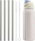 Metal Straw Replacement Set Compatible with Owala Water Bottle 40 oz, Includes 4 Stainless Steel Straws & 2 Brushes, Premium Accessories for Owala Bottles