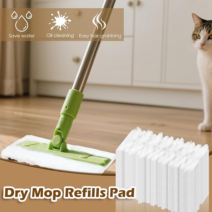 50 Count Dry Sweeping Cloths Compatible with Swiffer Sweeper Mop, Heavy Duty Pet Sweeping Pads Refills, Disposable Duster Mop Pads Refills for Hardwood Floor Dust and Pet Hair Cleaning