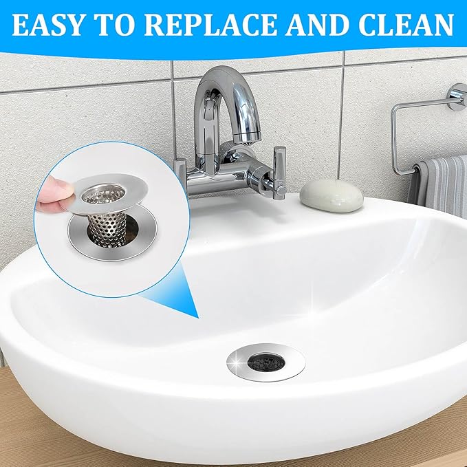 Dayker 3PCS Bathroom Sink Drain Strainers, Stainless Steel Hair Catcher, Cone Shaped Floor Drain Replacement Fit Hole Size 1.2"-1.6", for Laundry Floor Drain, Bathtub, Kitchen Slop Basket Filter Trap