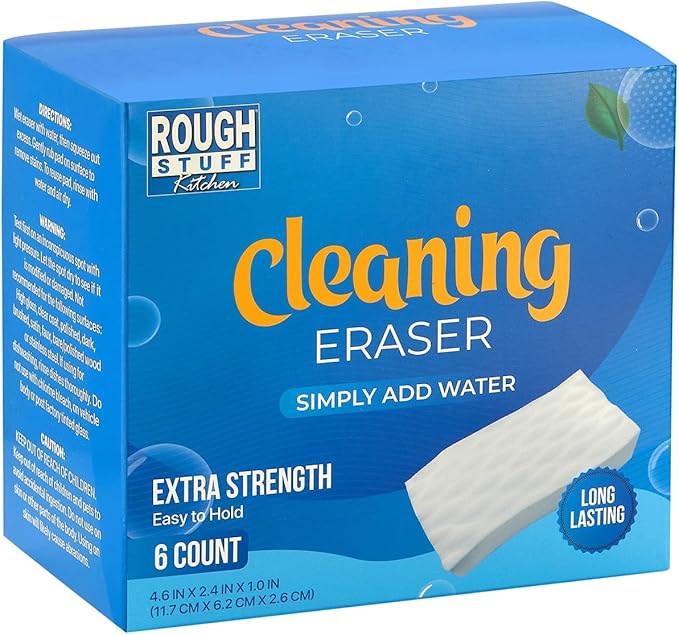 Kitchen Magic Cleaning Eraser Sponge Foam Pads, Non-Scratch Scrub Sponge for All Surfaces, Kitchen-Bathroom-Furniture-Leather-Car, Add Water to Erase All Dirt, Melamine - Universal Cleaner, 6 Count