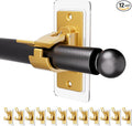 Antimbee 12PCS Self Adhesive Curtain Rod Bracket, No Drilling Curtain Rod Holders, 20lbs Load Capacity Golden Hangers for Dorm, Bathroom, Bedroom, Livingroom Decor