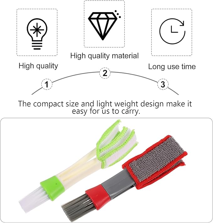 Double Ended Mini Duster Car Air Vent Cleaning Brush 2pcs Set for Interior Detailing and Air Conditioner Dusting Automotive Cleaning Tool