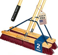 2-Pack - 36" Everyday Sweep Indoor/Outdoor Push Broom with 60" Handle. Ideal for Garages & Shops. Durable American Made Steel Brackets-All Stainless Steel Hardware. No Plastic. 100% USA Made