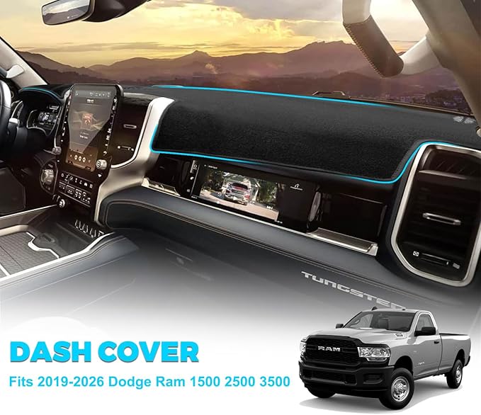 GZSH Dash Cover Mat fit for Dodge Ram 1500 2500 3500 2019-2026 with Dust Brush |Easy to Install| |Full Cover| Dodge Ram Dashboard Cover