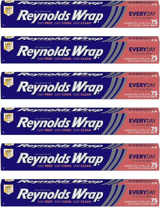 Reynolds Wrap Everyday Strength Aluminum Foil, 75 Square Feet (Pack of 6)