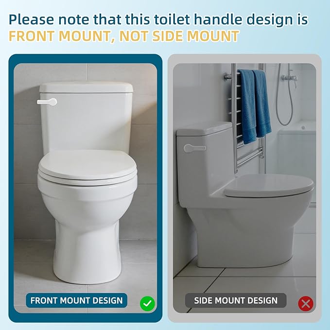 Hygie Rinse Metal Toilet Handle Lever Flush Replacement, Universal Front Mount Toilet Handle with Stainless Steel Flapper Chains, Toilet Repair Kit, White