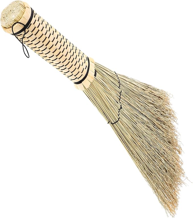 BESPORTBLE Small Woven Corn Whisk Broom with Short Handle for Bedroom Sofa Carpet Cleaning Compact Handheld Dust Sweeper for Home Use Mini Desktop Brush for Easy Dust Removal