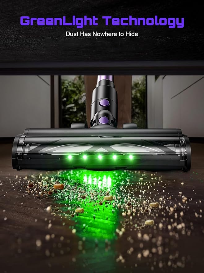 Cordless Vacuum Cleaner, 45KPA /10-in-1 Stick Vacuum with 29-inch Hose, 45Mins Runtime Vacuum Cleaners for Home, Anti-Tangle Brush, Lightweight Rechargeable Vacuum for Hardwood Floor (Purple)