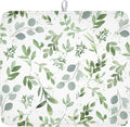 Spring Summer Sage Green Leaves Dish Drying Mat 16 x 18 Inch Spring Eucalyptus Leaf Dish Drainer Rack Mat Absorbent Microfiber for Holiday Kitchen Coffee Dining Bar Decor