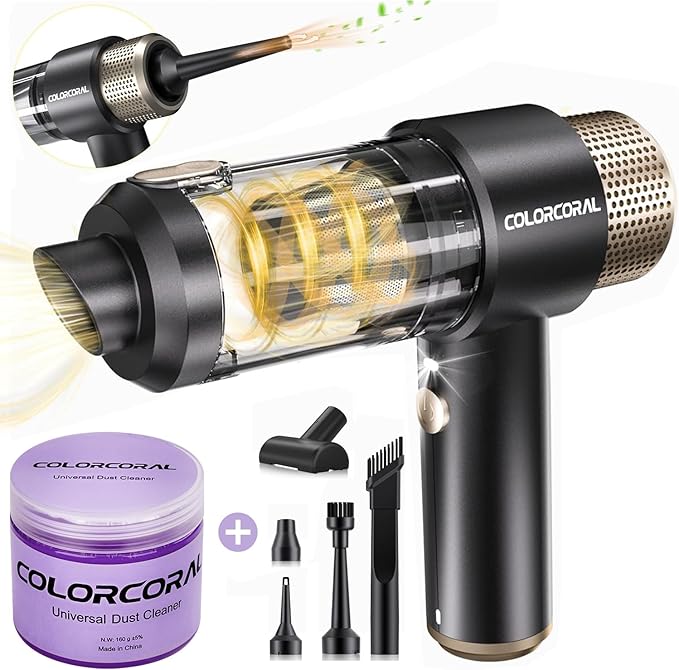 COLORCORAL Handheld Vacuum &Computer Air Duster and Keyboard Cleaning Gel for Office Desktop Laptop Keyboard Car and Home Cleaning